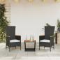 Preview: ARDEBO.de - 3-tlg. Garten-Essgruppe mit Kissen Schwarz Poly Rattan