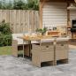 Preview: ARDEBO.de - 5-tlg. Garten-Essgruppe mit Kissen Beige Poly Rattan