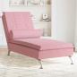 Preview: ARDEBO.de - Massage-Chaiselongue mit Nackenrolle Rosa Samt