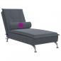 Preview: Massage-Chaiselongue mit Nackenrolle Dunkelgrau Samt