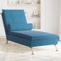 Preview: ARDEBO.de - Massage-Chaiselongue mit Nackenrolle Blau Samt