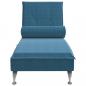 Preview: Massage-Chaiselongue mit Nackenrolle Blau Samt