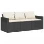 Preview: ARDEBO.de - Gartensofa mit Kissen 3-Sitzer Schwarz Poly Rattan