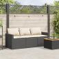 Preview: Gartensofa mit Kissen 3-Sitzer Schwarz Poly Rattan