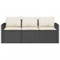 Preview: Gartensofa mit Kissen 3-Sitzer Schwarz Poly Rattan