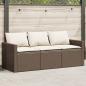 Preview: ARDEBO.de - Gartensofa mit Kissen 3-Sitzer Braun Poly Rattan