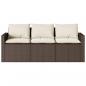 Preview: Gartensofa mit Kissen 3-Sitzer Braun Poly Rattan