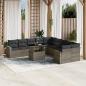 Preview: ARDEBO.de - 11-tlg. Garten-Sofagarnitur mit Kissen Grau Poly Rattan