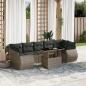 Preview: ARDEBO.de - 8-tlg. Garten-Sofagarnitur mit Kissen Grau Poly Rattan