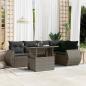 Preview: ARDEBO.de - 6-tlg. Garten-Sofagarnitur mit Kissen Grau Poly Rattan