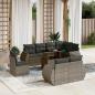 Preview: ARDEBO.de - 9-tlg. Garten-Sofagarnitur mit Kissen Grau Poly Rattan