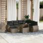 Preview: ARDEBO.de - 8-tlg. Garten-Sofagarnitur mit Kissen Grau Poly Rattan