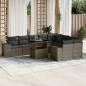 Preview: ARDEBO.de - 10-tlg. Garten-Sofagarnitur mit Kissen Grau Poly Rattan