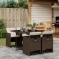 Preview: ARDEBO.de - 5-tlg. Garten-Essgruppe mit Kissen Braun Poly Rattan