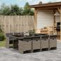 Preview: ARDEBO.de - 9-tlg. Garten-Essgruppe mit Kissen Grau Poly Rattan