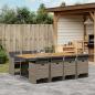 Preview: ARDEBO.de - 9-tlg. Garten-Essgruppe mit Kissen Grau Poly Rattan