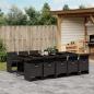 Preview: ARDEBO.de - 11-tlg. Garten-Essgruppe mit Kissen Schwarz Poly Rattan