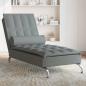 Preview: ARDEBO.de - Massage-Chaiselongue mit Nackenrolle Dunkelgrau Stoff