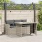 Preview: ARDEBO.de - 2-tlg. Garten-Essgruppe mit Kissen Hellgrau Poly Rattan