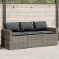 Preview: ARDEBO.de - Gartensofa mit Kissen 3-Sitzer Grau Poly Rattan