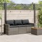 Preview: Gartensofa mit Kissen 3-Sitzer Grau Poly Rattan