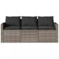 Preview: Gartensofa mit Kissen 3-Sitzer Grau Poly Rattan