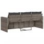 Preview: Gartensofa mit Kissen 3-Sitzer Grau Poly Rattan