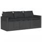 Preview: Gartensofa mit Kissen 3-Sitzer Schwarz Poly Rattan