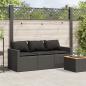 Preview: Gartensofa mit Kissen 3-Sitzer Schwarz Poly Rattan