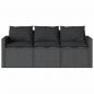 Preview: Gartensofa mit Kissen 3-Sitzer Schwarz Poly Rattan