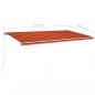 Preview: Markise Manuell Einziehbar mit LED 600x350 cm Orange und Braun