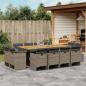 Preview: ARDEBO.de - 13-tlg. Garten-Essgruppe mit Kissen Grau Poly Rattan