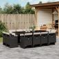 Preview: ARDEBO.de - 13-tlg. Garten-Essgruppe mit Kissen Schwarz Poly Rattan