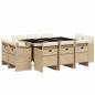 Preview: 11-tlg. Garten-Essgruppe mit Kissen Beige Poly Rattan