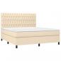 Preview: Boxspringbett mit Matratze & LED Creme 180x200 cm Stoff