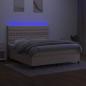 Preview: Boxspringbett mit Matratze & LED Creme 180x200 cm Stoff