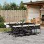 Preview: ARDEBO.de - 9-tlg. Garten-Essgruppe mit Kissen Schwarz Poly Rattan