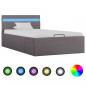 Preview: ARDEBO.de - Bett mit Bettkasten Hydraulisch mit LED Taupe Stoff 90x200 cm 