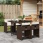 Preview: ARDEBO.de - 5-tlg. Garten-Essgruppe mit Kissen Braun Poly Rattan