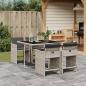 Preview: ARDEBO.de - 5-tlg. Garten-Essgruppe mit Kissen Hellgrau Poly Rattan