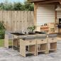 Preview: ARDEBO.de - 7-tlg. Garten-Essgruppe mit Kissen Beigemischung Poly Rattan