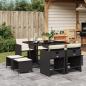 Preview: ARDEBO.de - 9-tlg. Garten-Essgruppe mit Kissen Schwarz Poly Rattan