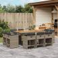 Preview: ARDEBO.de - 11-tlg. Garten-Essgruppe mit Kissen Grau Poly Rattan