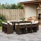 Preview: ARDEBO.de - 11-tlg. Garten-Essgruppe mit Kissen Braun Poly Rattan