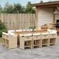 Preview: ARDEBO.de - 13-tlg. Garten-Essgruppe mit Kissen Beige Poly Rattan