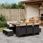 Preview: ARDEBO.de - 11-tlg. Garten-Essgruppe mit Kissen Schwarz Poly Rattan