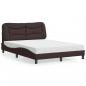 Preview: ARDEBO.de - Bett mit Matratze Dunkelbraun 120x200 cm Stoff