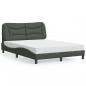 Preview: ARDEBO.de - Bett mit Matratze Dunkelgrau 140x200 cm Stoff