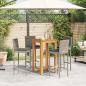 Preview: 5-tlg. Gartenbar-Set Grau Massivholz Akazie und Poly Rattan