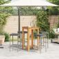 Preview: 5-tlg. Gartenbar-Set Grau Massivholz Akazie und Poly Rattan